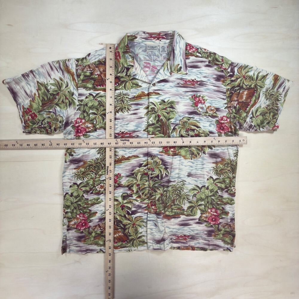 L.L. Bean Hawaiian Camp Shirt Tropical Lagoon Print #llbean #hawaiianshirt #vint